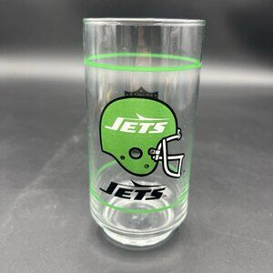 Vintage 1980's  New York Jets  Mobil NFL Drinking Glass, Helmet Logo